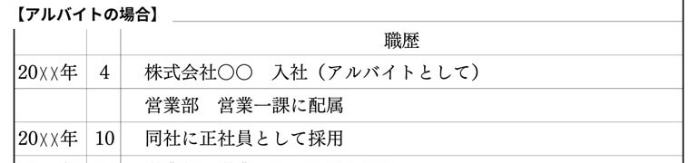 アルバイトの職歴の書き方