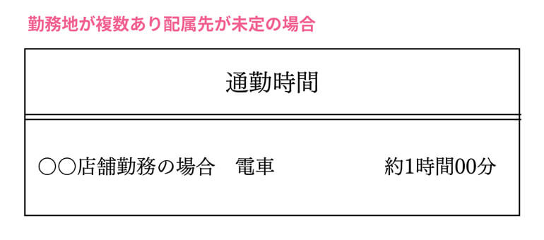 勤務地が複数あり配属先が未定の場合