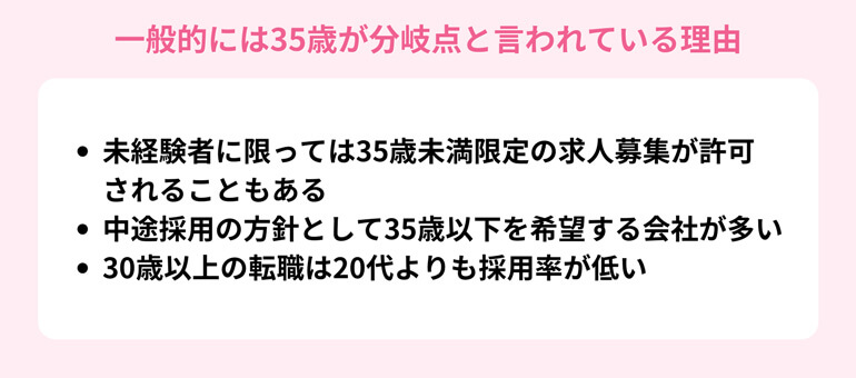 一般的には35歳が分岐点と言われている